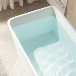 WOODBRIDGE 59 In. X 27.5 In. Luxury Contemporary Solid Surface Freestanding Bathtub In Matte White -Woodbridgebath Shop 62ce7244e45be thumb 600x600