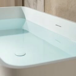 WOODBRIDGE 59 In. X 27.5 In. Luxury Contemporary Solid Surface Freestanding Bathtub In Matte White -Woodbridgebath Shop 62ce72474d097 thumb 600x600