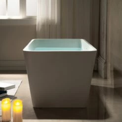WOODBRIDGE 59 In. X 27.5 In. Luxury Contemporary Solid Surface Freestanding Bathtub In Matte White -Woodbridgebath Shop 62ce725794afb thumb 600x600