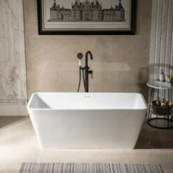 WOODBRIDGE 59 In. X 27.5 In. Luxury Contemporary Solid Surface Freestanding Bathtub In Matte White -Woodbridgebath Shop 62ce725f60dce thumb 600x600