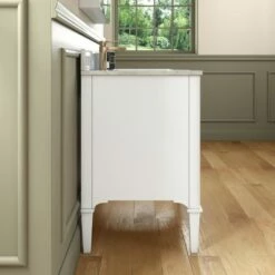 WOODBRIDGE Roma 31"x22"x38" Solid Wood Bath Vanity In White With Gold Hardware And Carrara Marble Top With Pre-Drilled Hole For Single Hole Faucet, Roma-3021-White+CAVT3122D-1 -Woodbridgebath Shop 6305829f19bd9 thumb 600x600