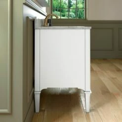 WOODBRIDGE Roma 37"x22"x38" Solid Wood Bath Vanity In White With Gold Hardware And Carrara Marble Top With 3 Pre-Drilled Holes, Roma-3621-White+CAVT3722D-8 -Woodbridgebath Shop 630586f49b83f thumb 600x600