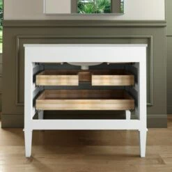 WOODBRIDGE Roma 37"x22"x38" Solid Wood Bath Vanity In White With Gold Hardware And Carrara Engineered Stone Composite Vanity Top With 3 Pre-Drilled Holes, Roma-3621-White+CALAVT3722D-8 -Woodbridgebath Shop 630588c6089e0 thumb 600x600