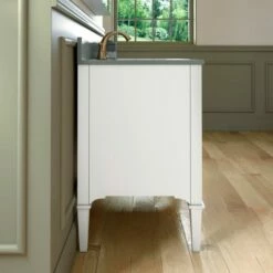 WOODBRIDGE Roma 37"x22"x38" Solid Wood Bath Vanity In White With Gold Hardware And Dark Gray Engineered Stone Composite Vanity Top With 3 Pre-Drilled Holes, Roma-3621-White+DGVT3722D-8 -Woodbridgebath Shop 630588f9e5914 thumb 600x600