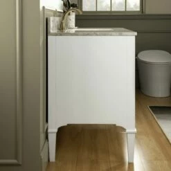 WOODBRIDGE Roma 49"x22"x38" Solid Wood Bath Vanity In White With Gold Hardware And Carrara Marble Top With Pre-Drilled Hole For Single Hole Faucet, Roma-4821-White+CAVT4922D-1 -Woodbridgebath Shop 6305907b9f9f2 thumb 600x600