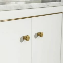 WOODBRIDGE Roma 49"x22"x38" Solid Wood Bath Vanity In White With Gold Hardware And Carrara Marble Top With Pre-Drilled Hole For Single Hole Faucet, Roma-4821-White+CAVT4922D-1 -Woodbridgebath Shop 63059083923f8 thumb 600x600