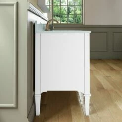 WOODBRIDGE Roma 49"x22"x38" Solid Wood Bath Vanity In White With Gold Hardware And Carrara Engineered Stone Composite Vanity Top With 3 Pre-Drilled Holes, Roma-4821-White+CALAVT4922D-8 -Woodbridgebath Shop 630590c383a4f thumb 600x600