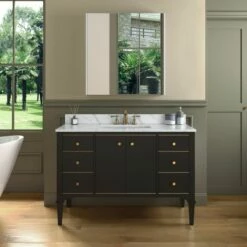 WOODBRIDGE Roma 49"x22"x38" Solid Wood Bath Vanity In Espresso With Gold Hardware And Fish Belly Engineered Stone Composite Vanity Top With 3 Pre-Drilled Holes, Roma-4821-Espresso+FBVT4922D-8 -Woodbridgebath Shop 63059304a066e thumb 600x600